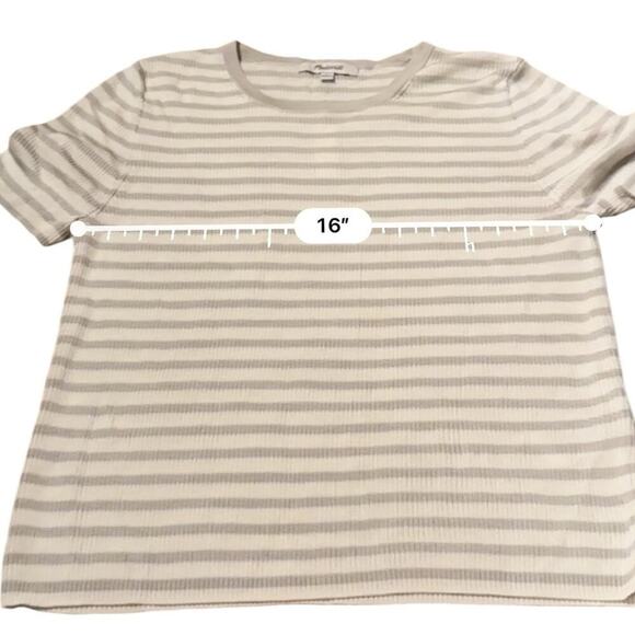 Madewell Micro-Rib Short Sleeve Striped Sweater Tee in Monument Sz‎ M NEW - Picture 8 of 10